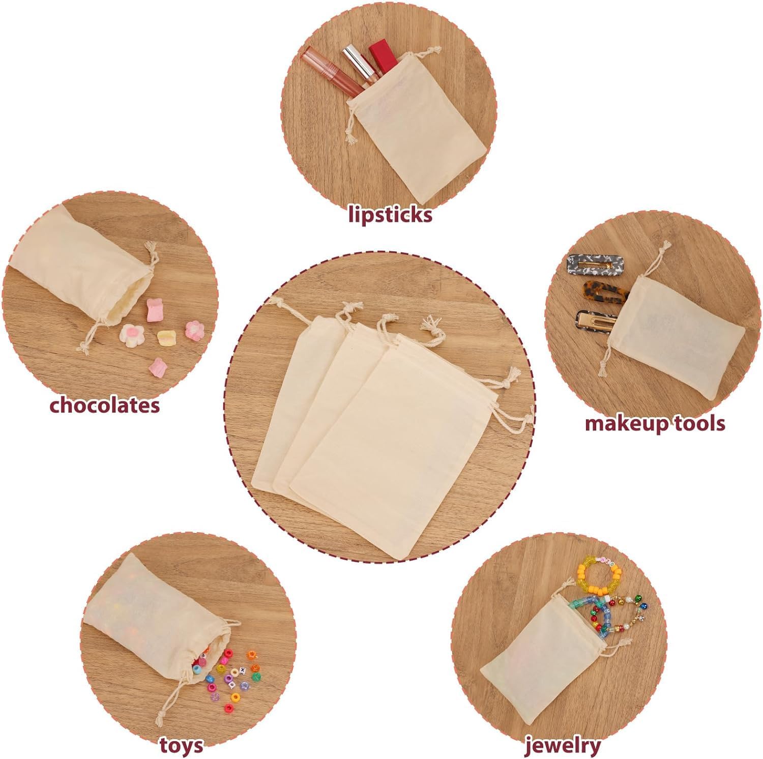 Muslin Drawstring Bag (10pc Pack)