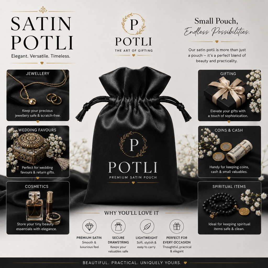BLACK SATIN POTLI – PREMIUM PACKAGING FOR BRANDS