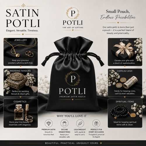 BLACK SATIN POTLI – PREMIUM PACKAGING FOR BRANDS