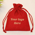 Red Drawstring Pouch Cotton
