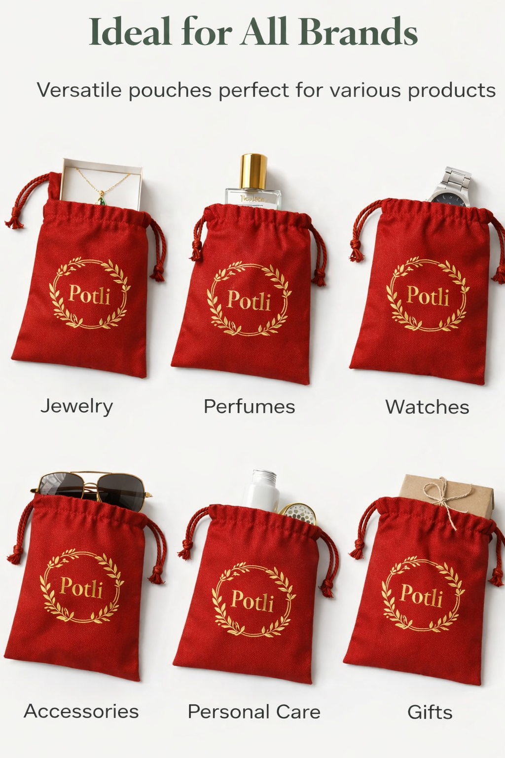 Red Drawstring Pouch Cotton