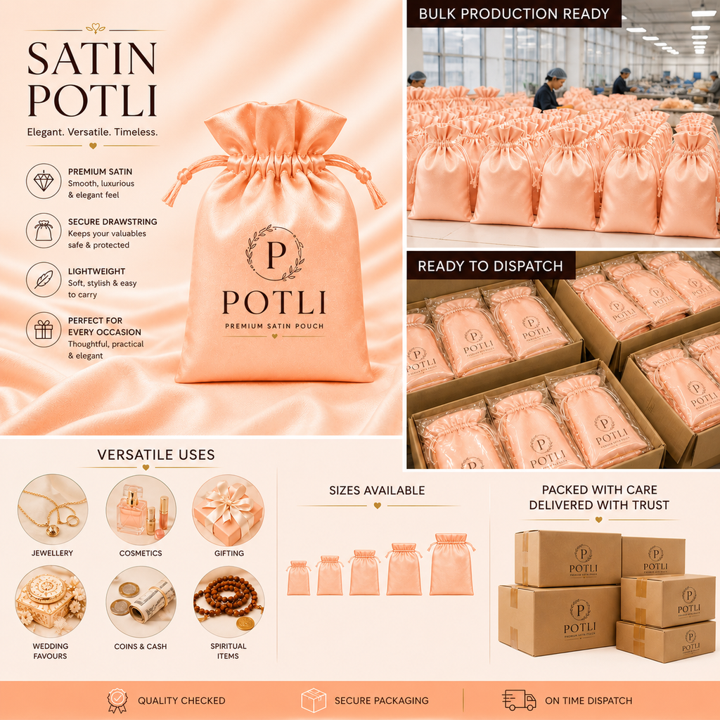 PEACH SATIN POTLI – PREMIUM PACKAGING FOR BRANDS