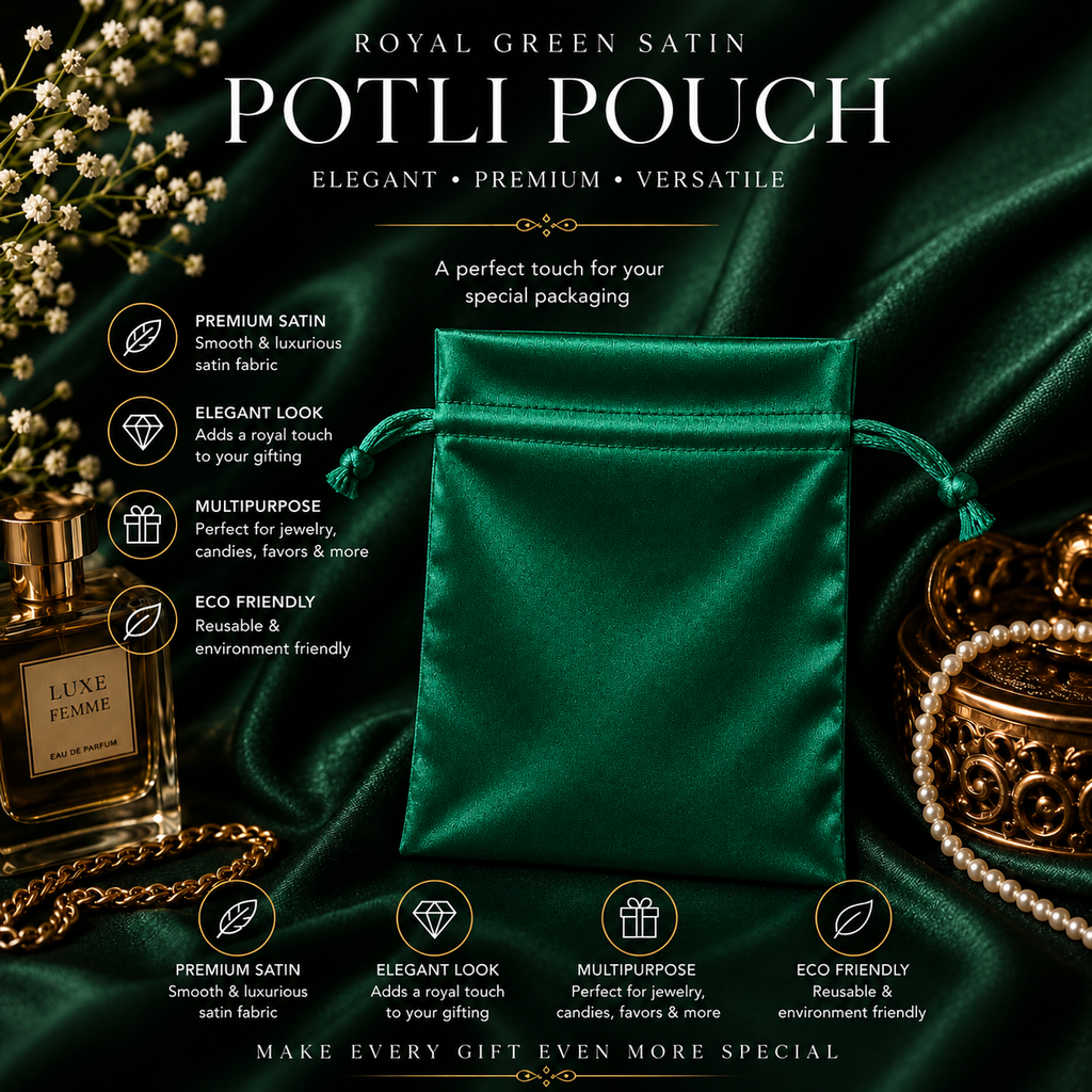 GREEN SATIN POTLI – PREMIUM PACKAGING FOR BRANDS
