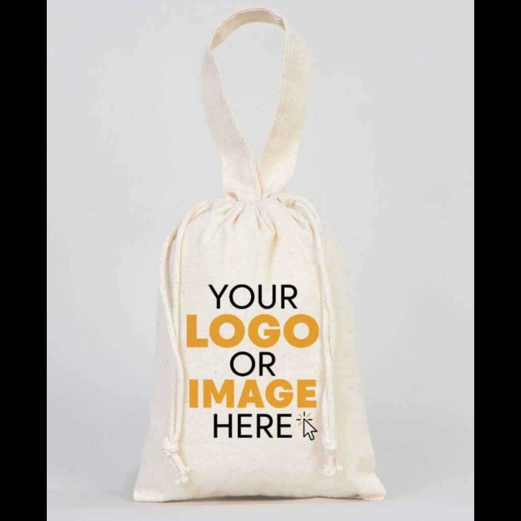 Cotton Drawstring Pouch 8" X 6" | Natural Favor Bag with Short Handle