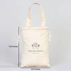 Cotton Drawstring Pouch 8" X 6" | Natural Favor Bag with Short Handle
