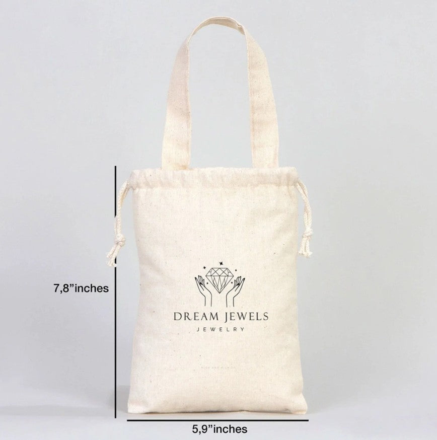 Cotton Drawstring Pouch 8" X 6" | Natural Favor Bag with Short Handle