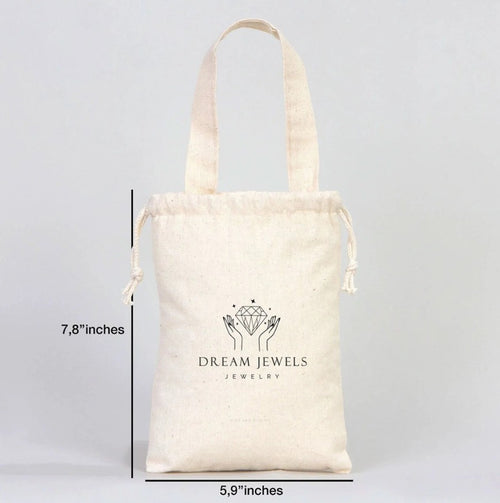 Cotton Drawstring Pouch 8" X 6" | Natural Favor Bag with Short Handle