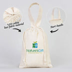Cotton Drawstring Pouch 8" X 6" | Natural Favor Bag with Short Handle