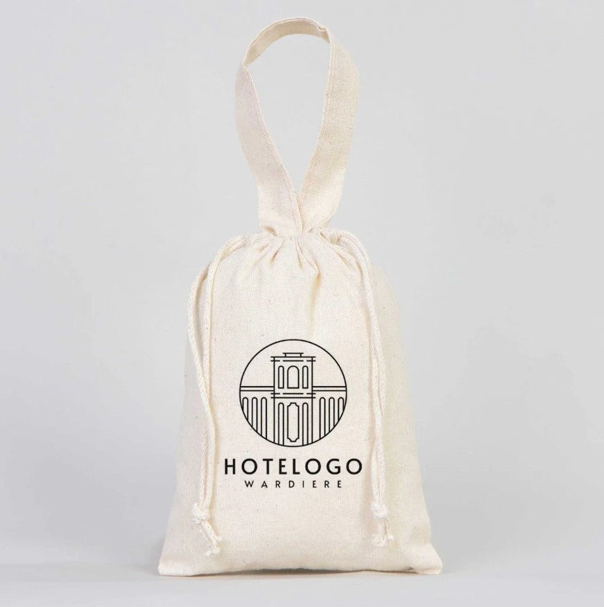 Cotton Drawstring Pouch 8" X 6" | Natural Favor Bag with Short Handle