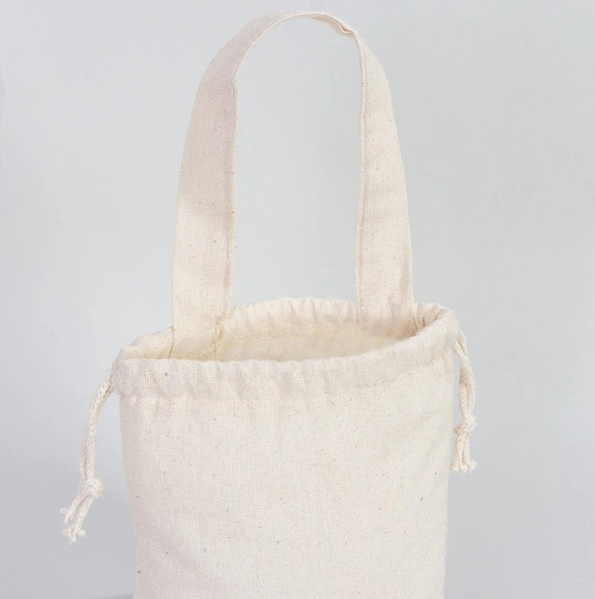 Cotton Drawstring Pouch 8" X 6" | Natural Favor Bag with Short Handle
