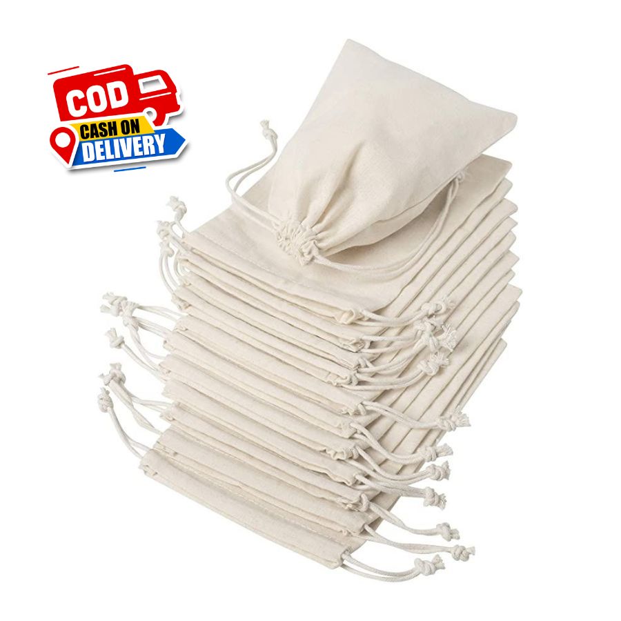 Muslin Drawstring Bag (10pc Pack)